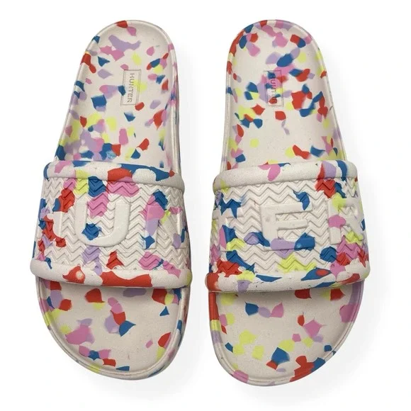 Hunter Original Marble Slide Lightweight Sandals Womens Sz 8 Shaded White EUC - Picture 2 of 12